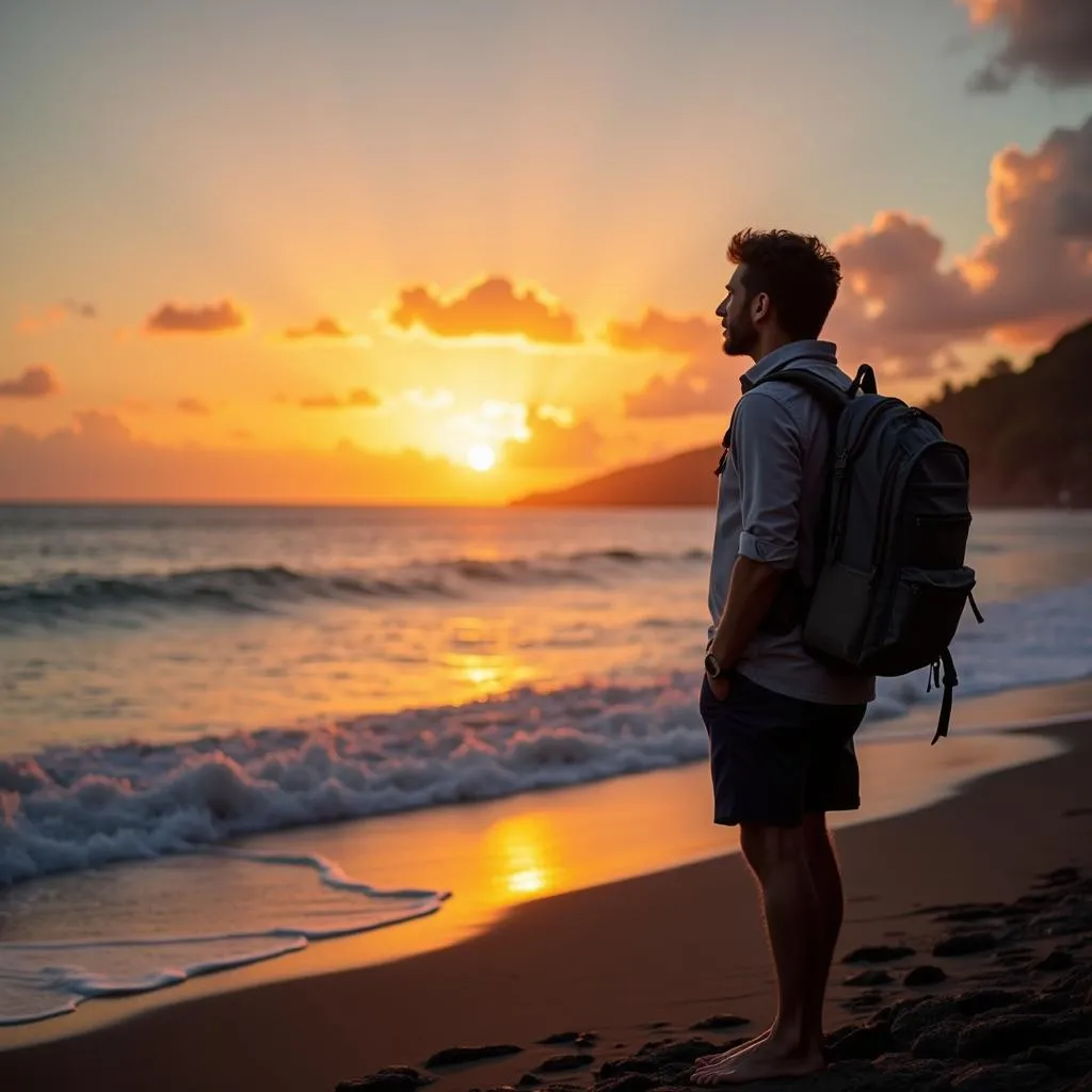 Solo Traveler on a Costa Rican Beach