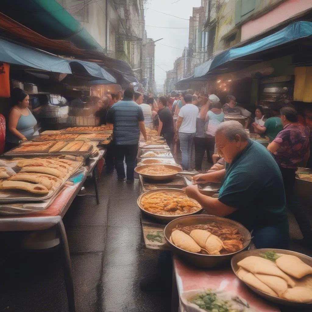 South American street food market