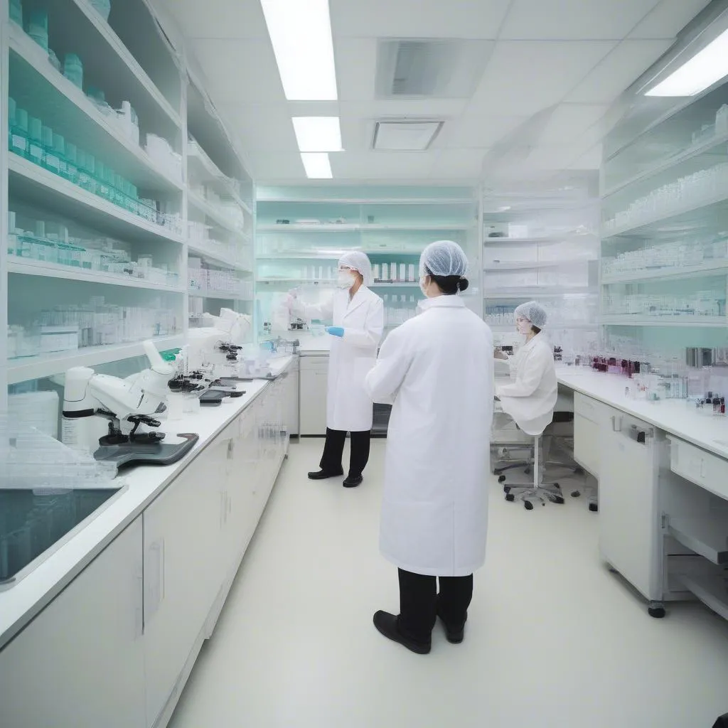 Cosmetics laboratory in South Korea with researchers