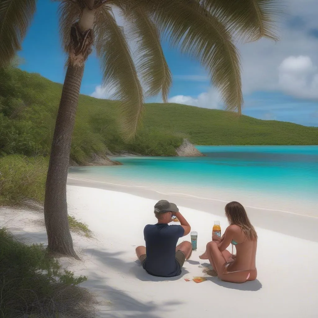 Couple Relaxing on St. John Beach