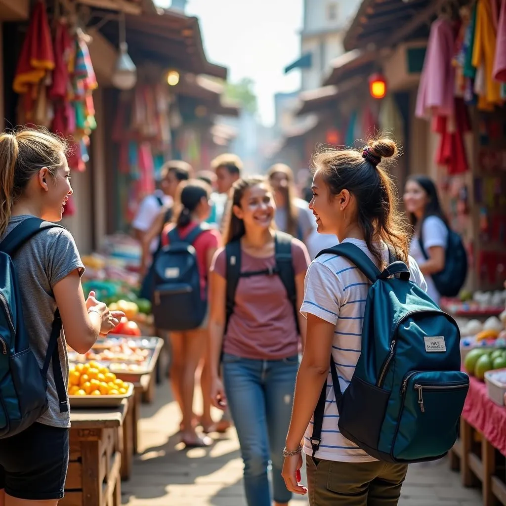 Students Engaging in Cultural Exchange While Traveling 