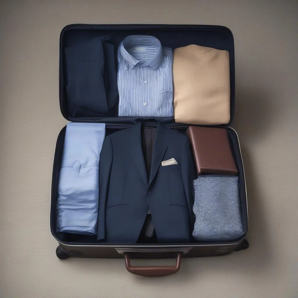 Suit Packed in Suitcase