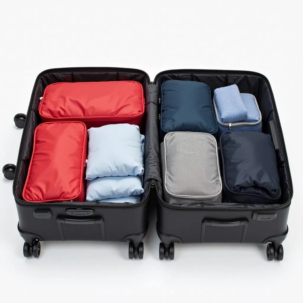 Organized suitcase with packing cubes