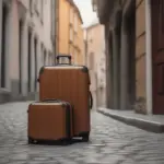 Suitcases on Cobblestone Street