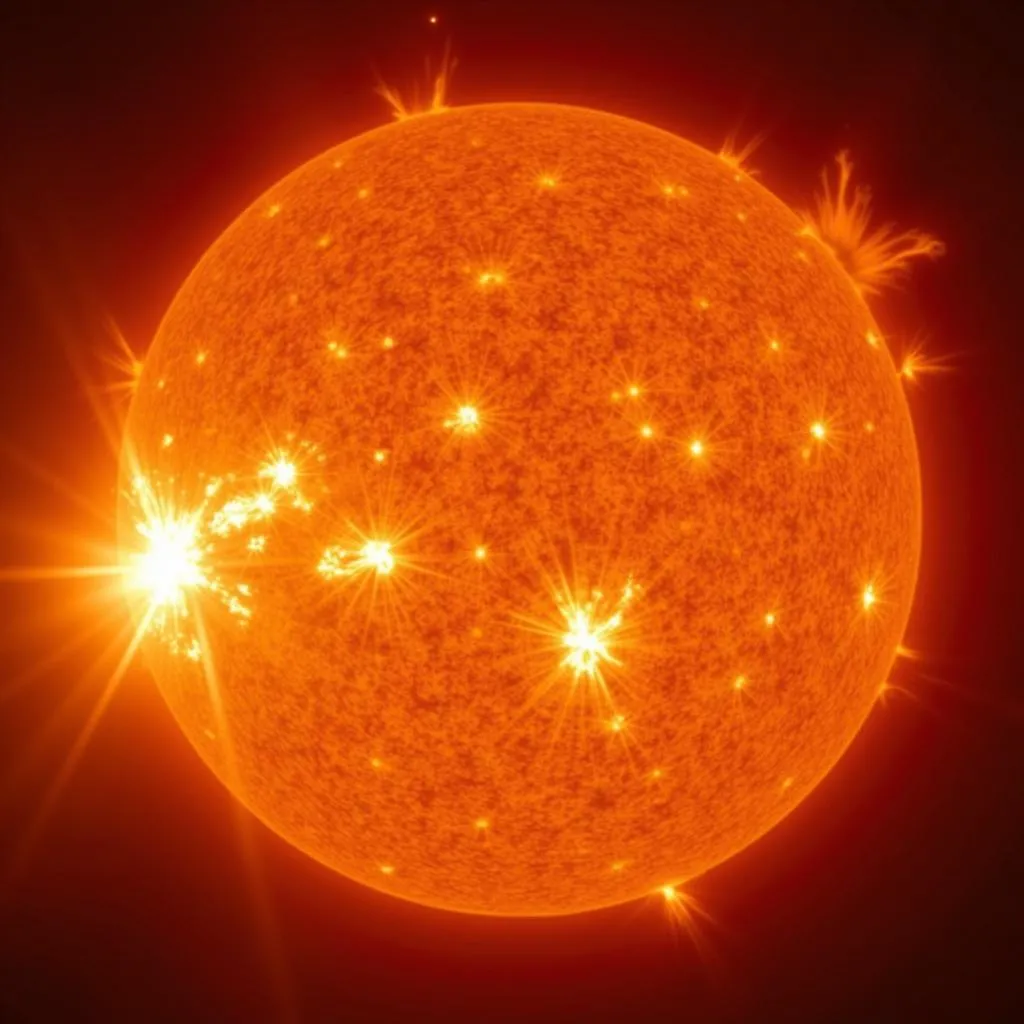 Sun Surface with Solar Flares