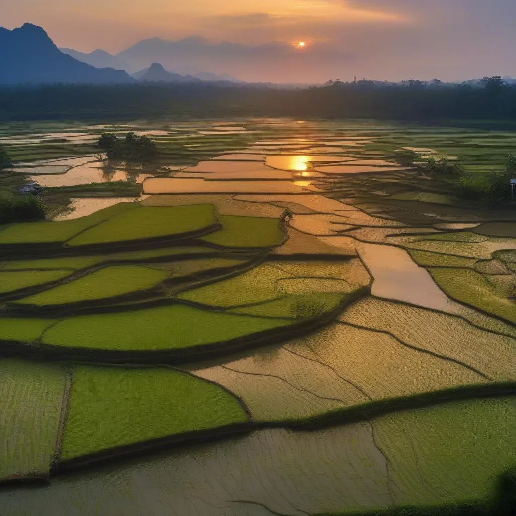 Sunset over the Tien River