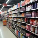 Hair dye aisle in a supermarket