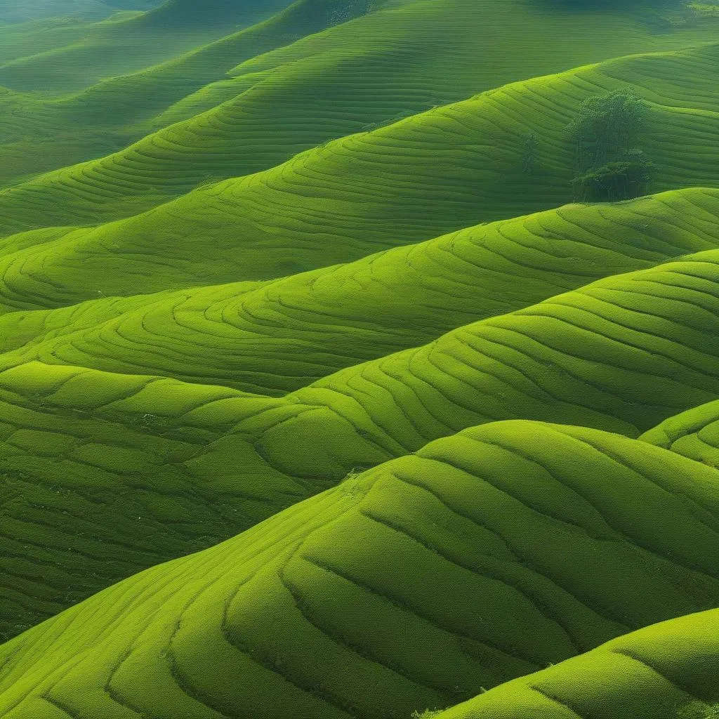 Vast tea hills in Tan Cuong