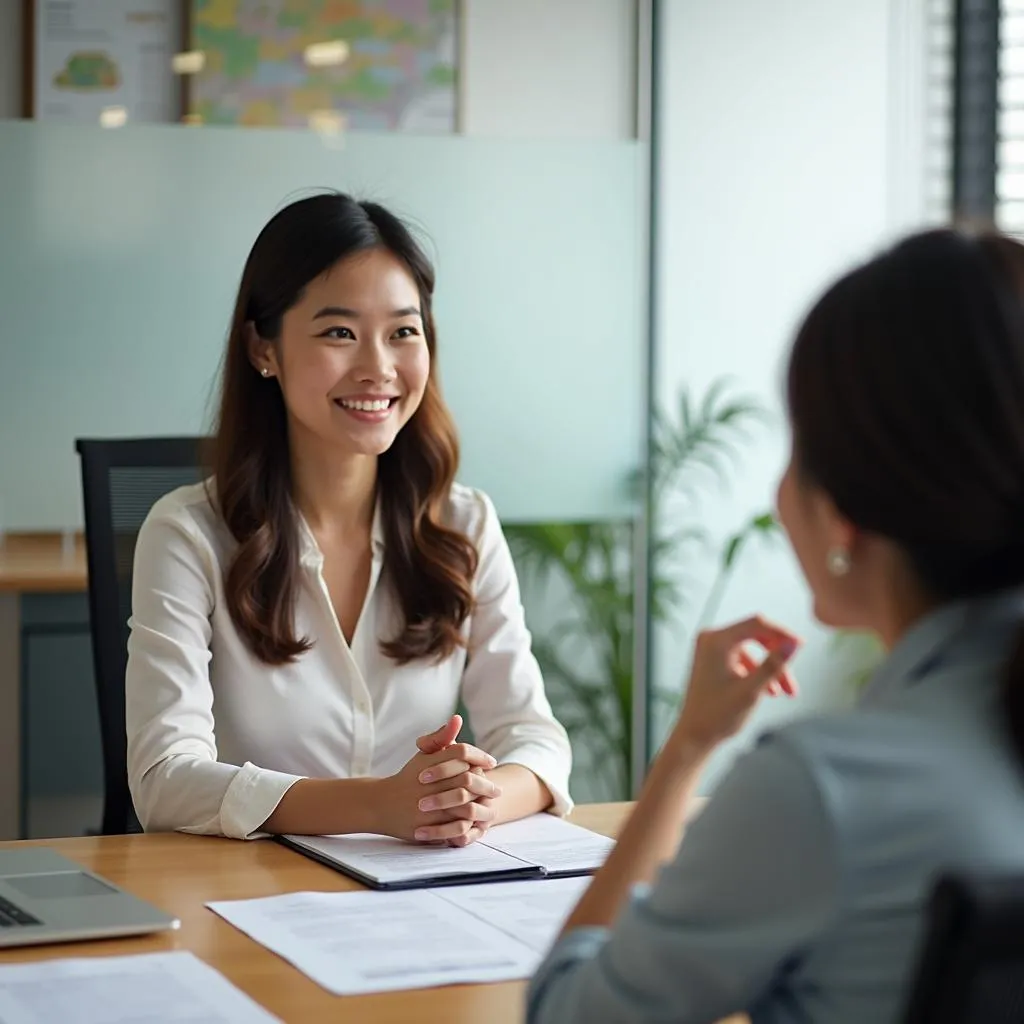 Meeting with a tax consultant in Hanoi.