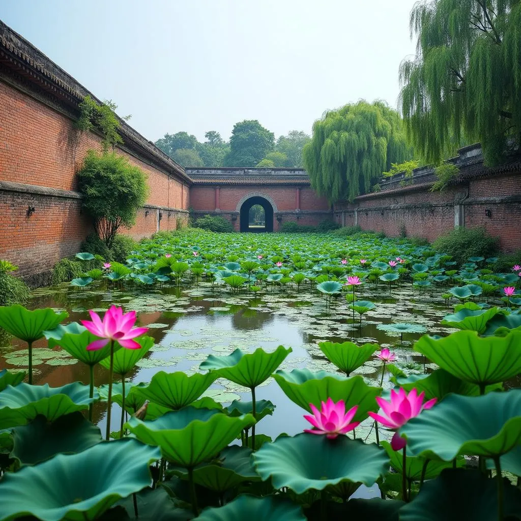 Lotus pond at Thang Long Imperial Citadel