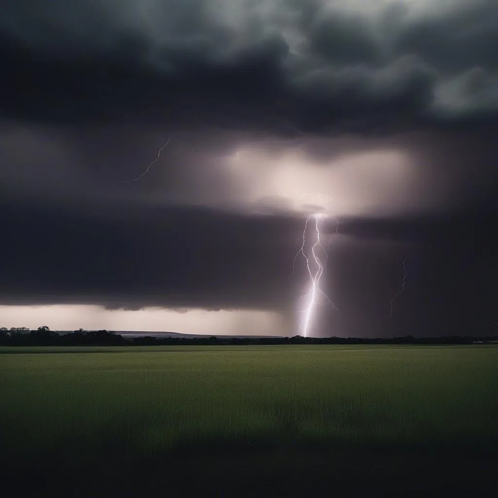 Thunderstorm over a field