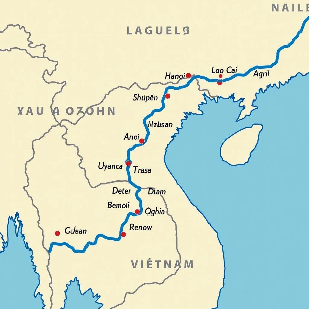 Map of Thuong River in Vietnam