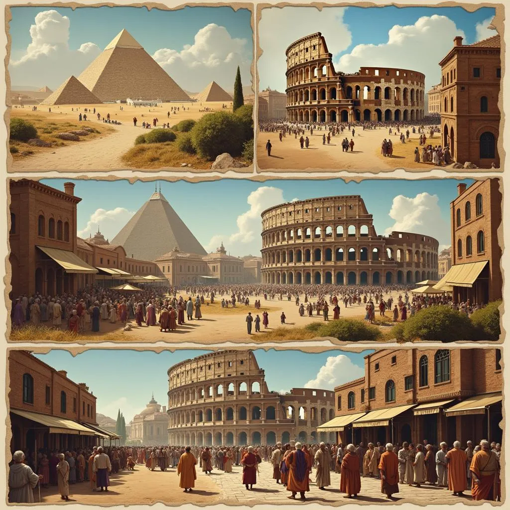 Collage of iconic historical destinations