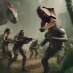 Time Travelers Hunting T-Rex