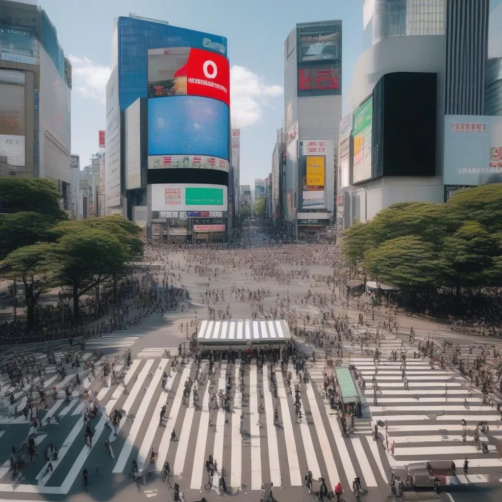 Busy Shibuya Crossing in Tokyo