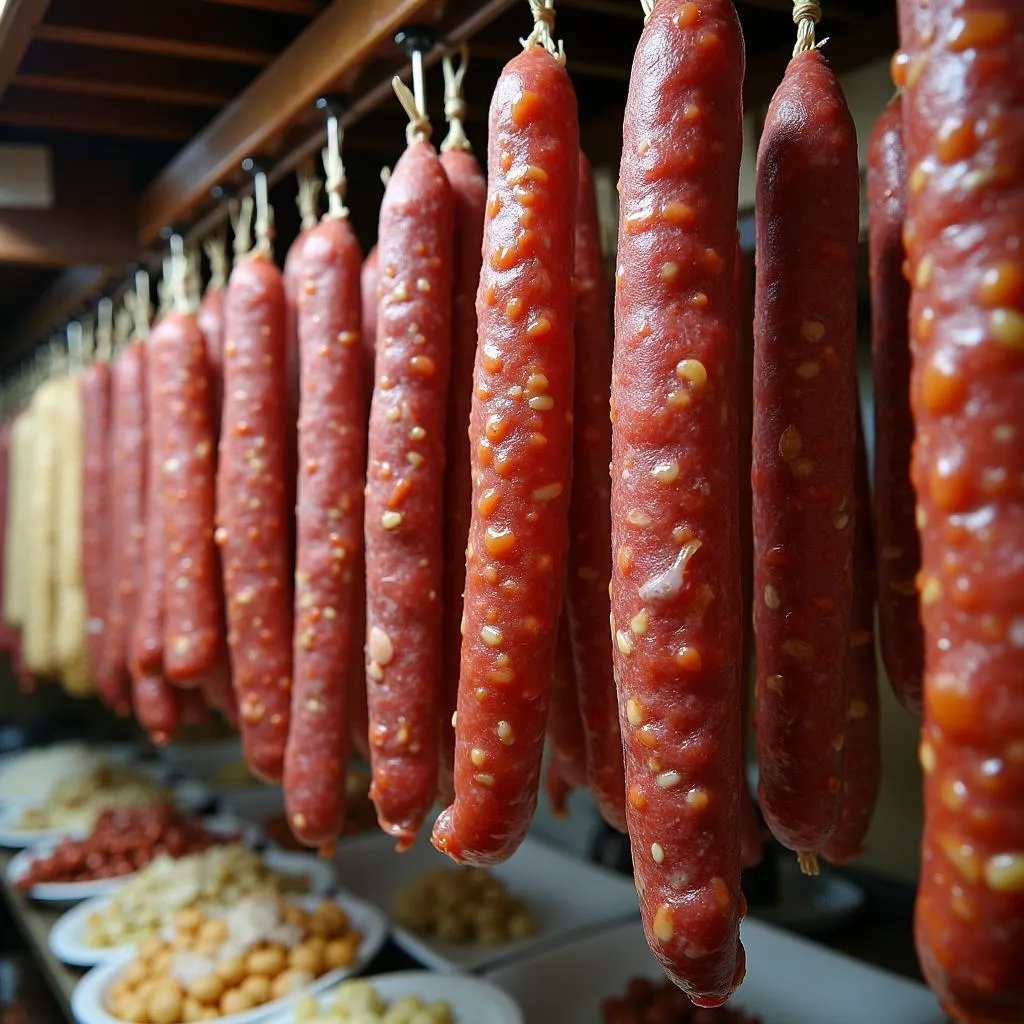 Traditional Salami Curing in a Deli