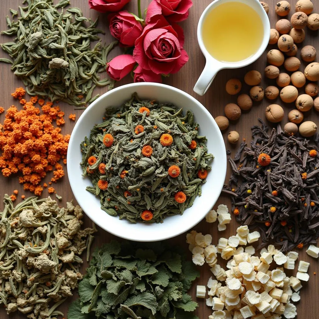 Assortment of traditional Vietnamese herbal teas