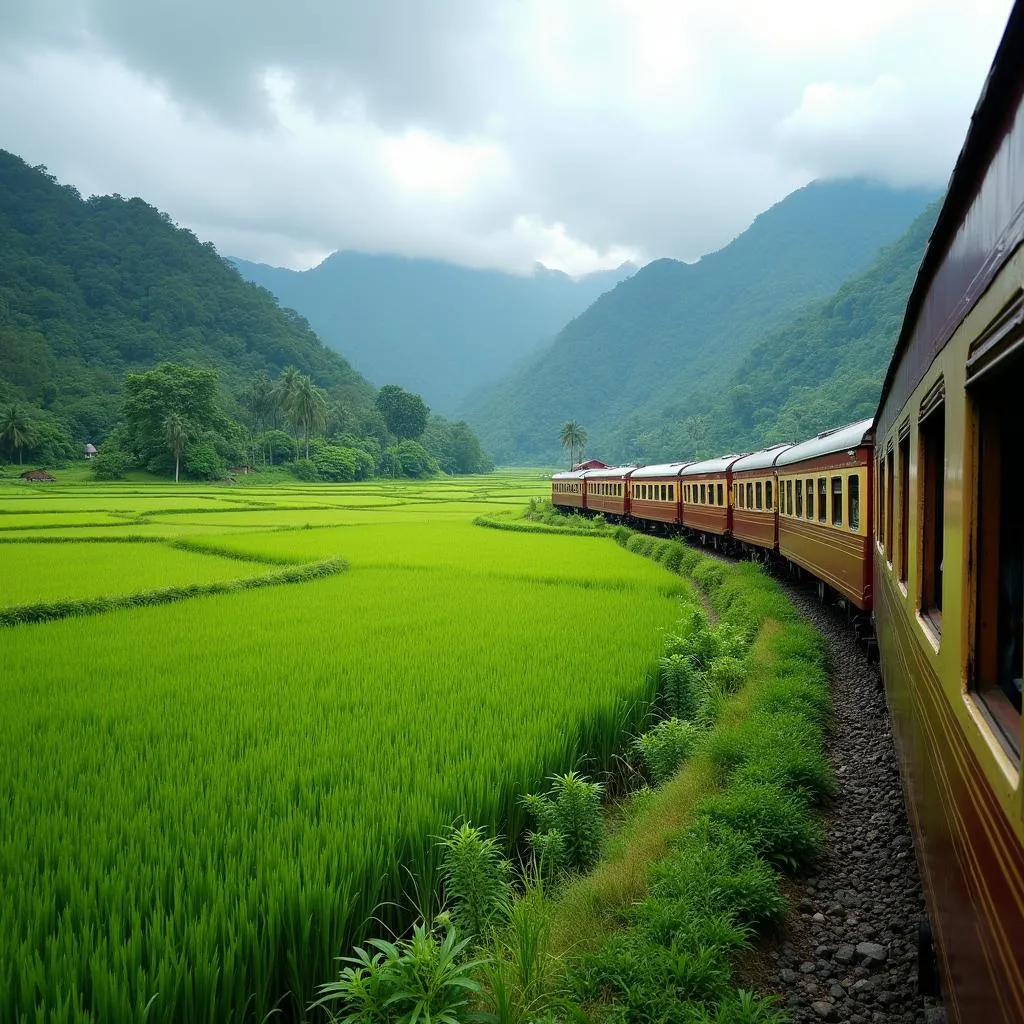 Scenic Train Journey Through Thailand