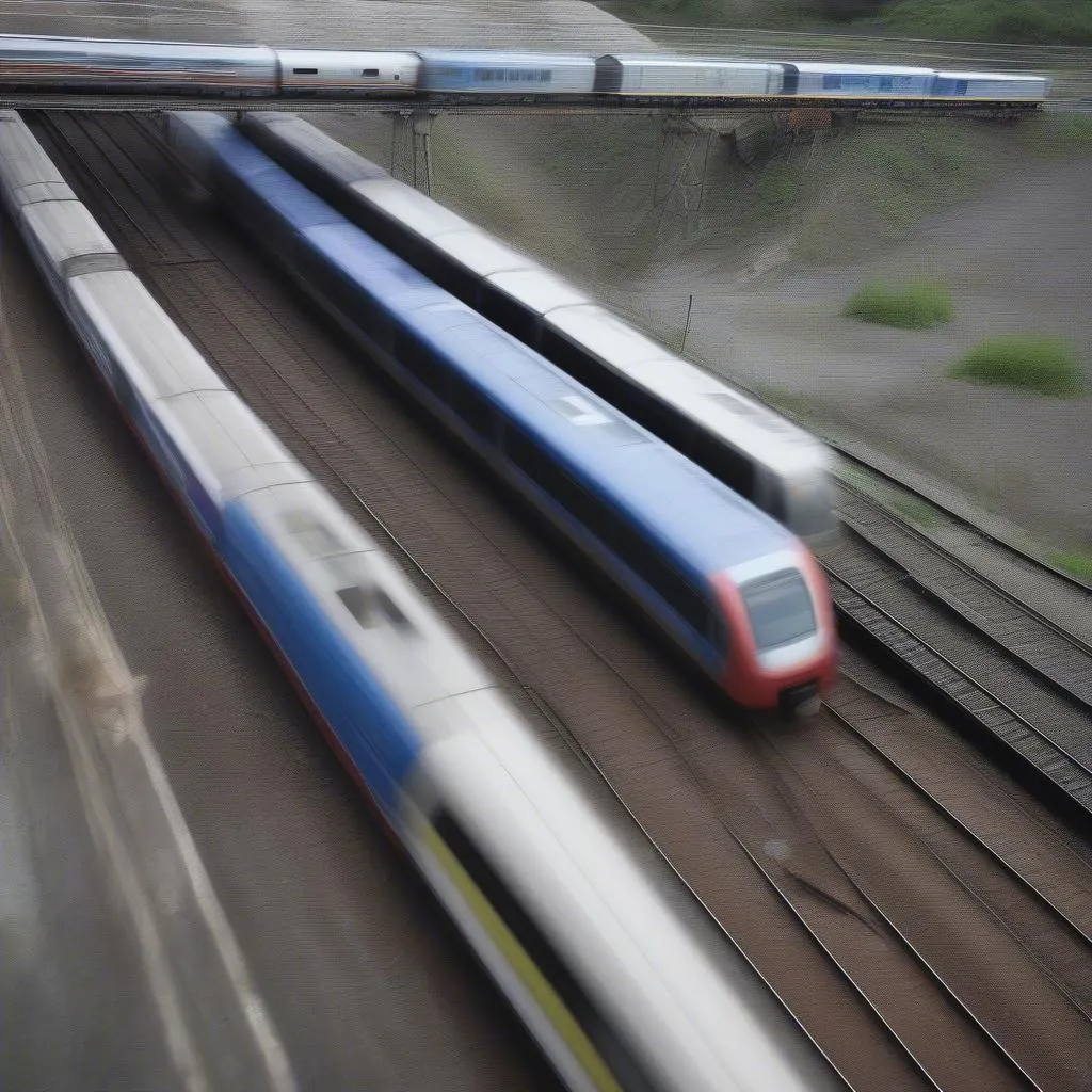 Train Passing Another Train