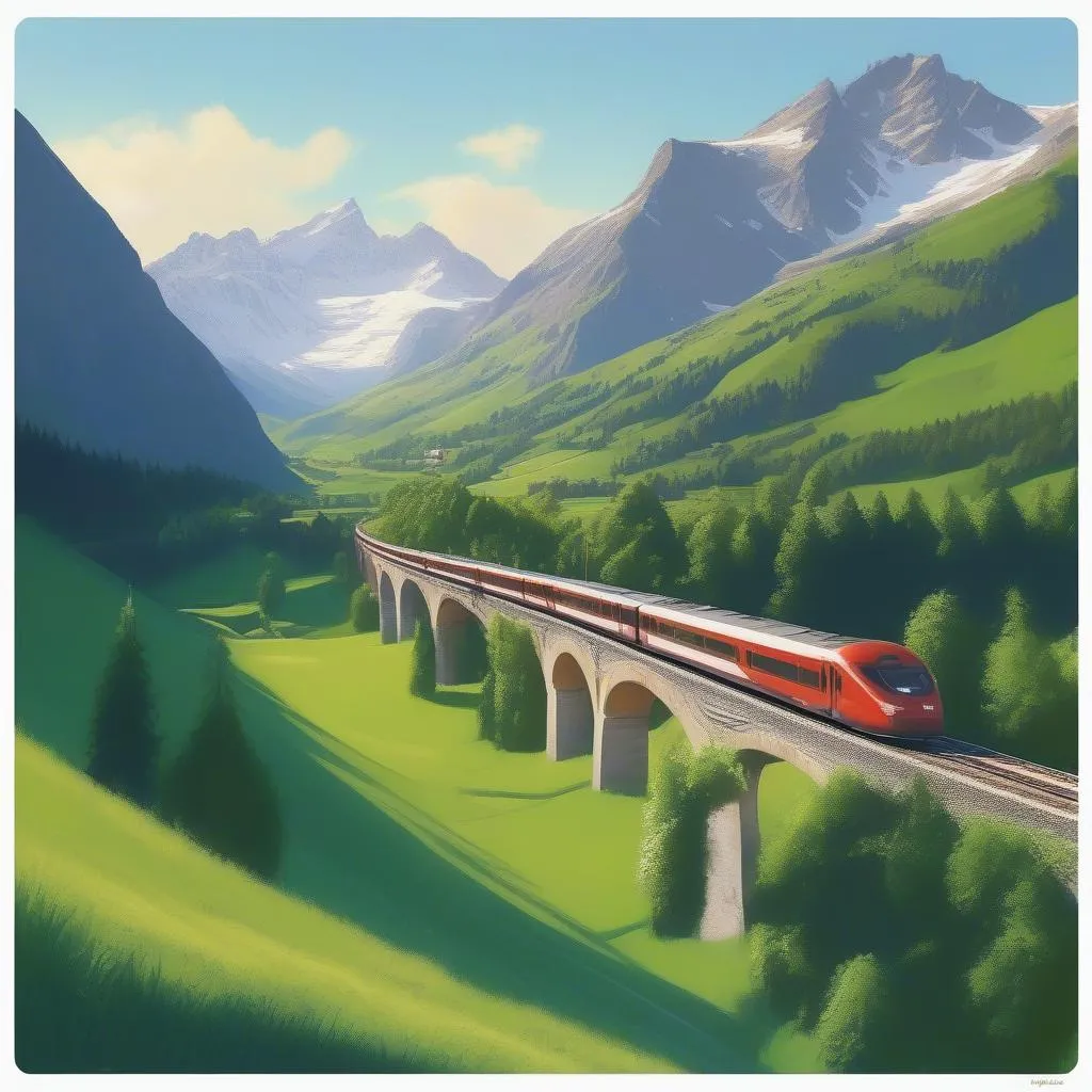 Swiss Alps Train Journey