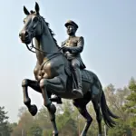 Bronze statue of Tran Quoc Vuong in Nam Dinh