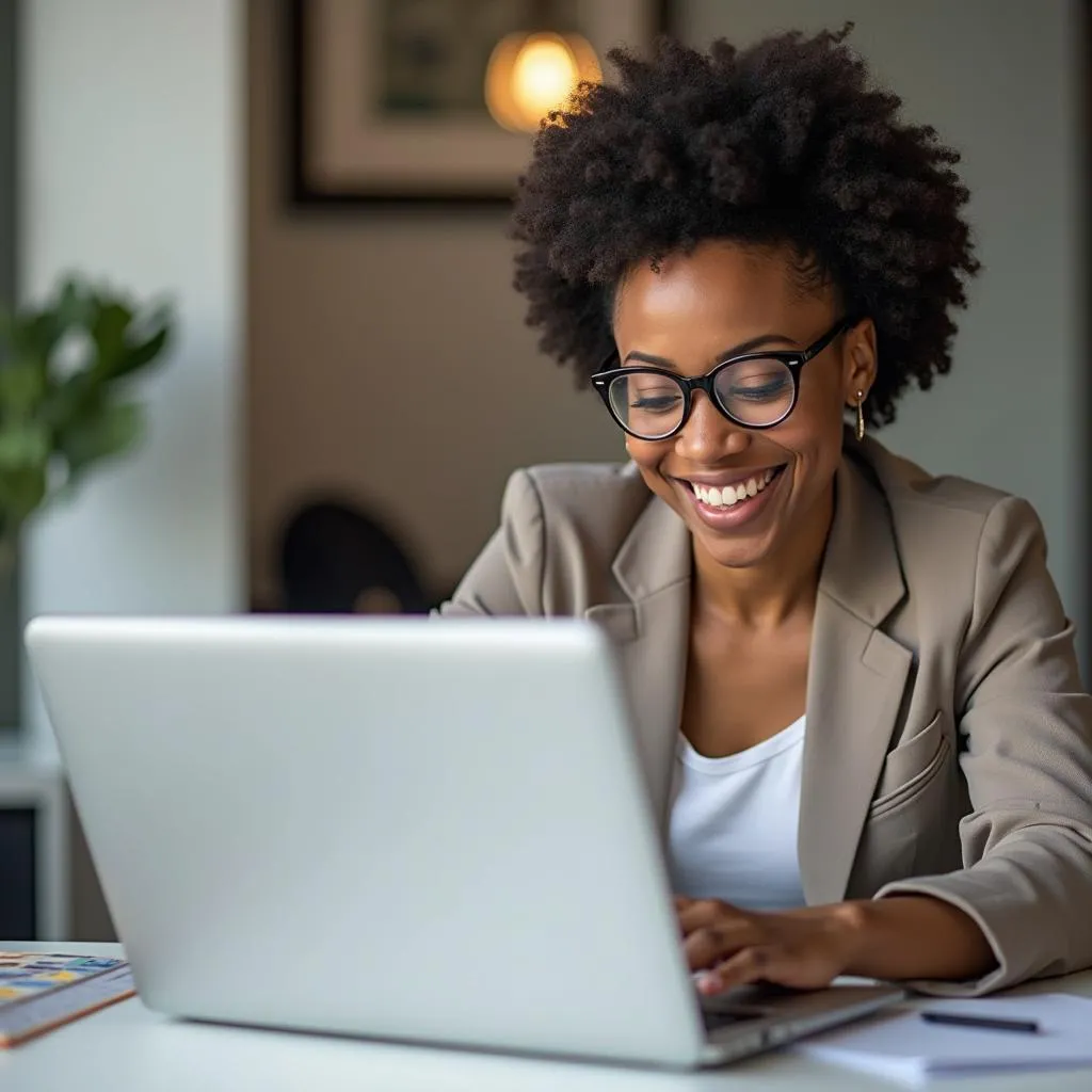 Travel agent planning itinerary on laptop