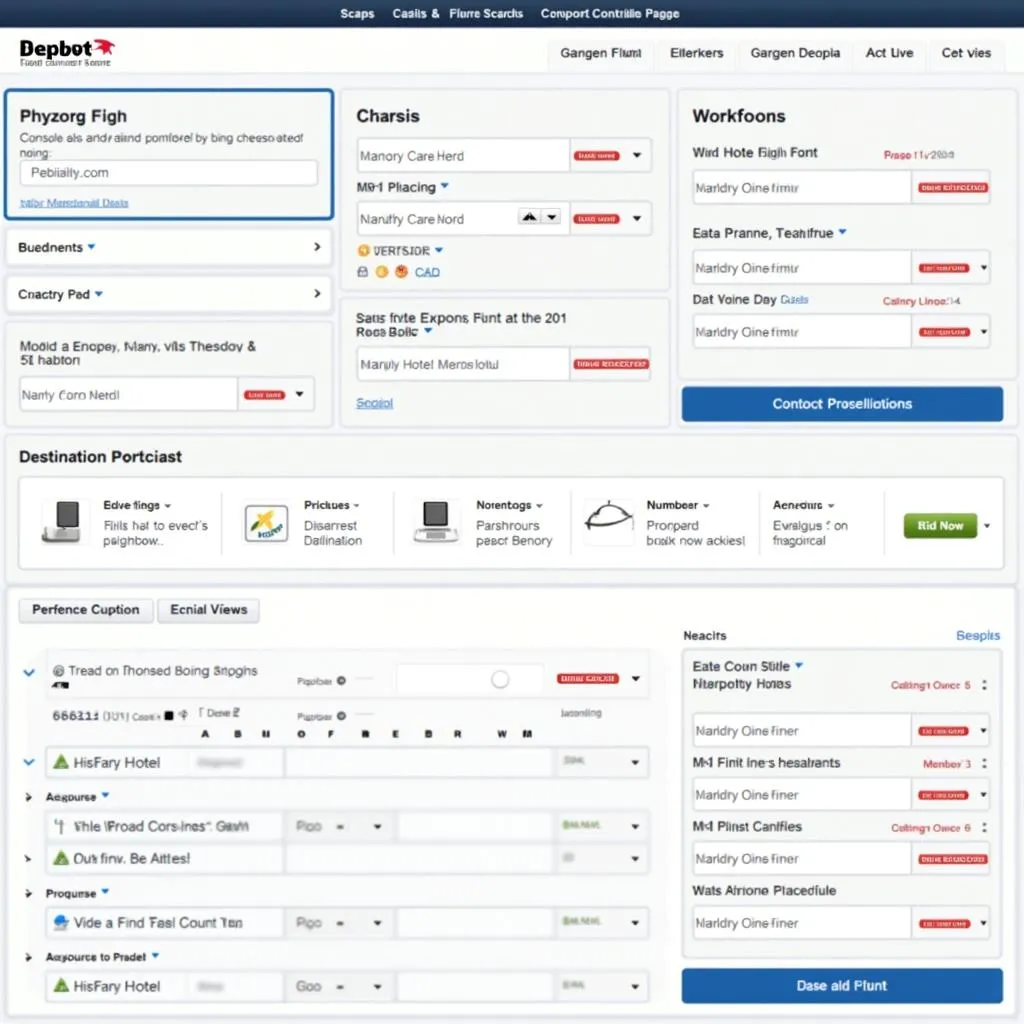 Travel booking website interface