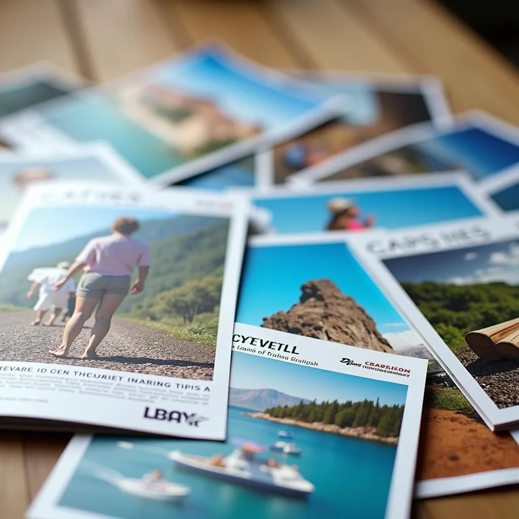 Variety of travel brochures.