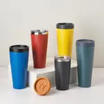 Variety of travel cups designed for carbonated drinks