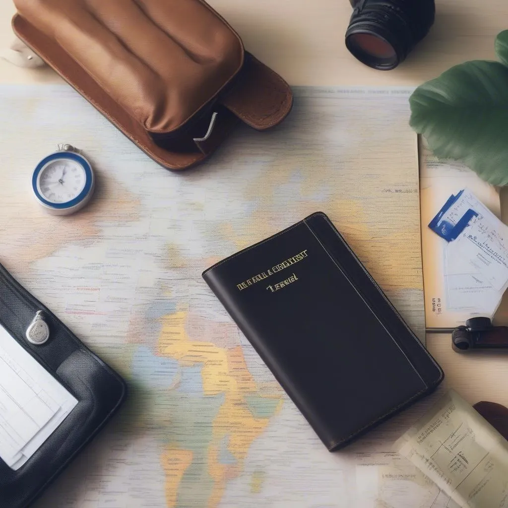 Travel checklist with neatly organized items