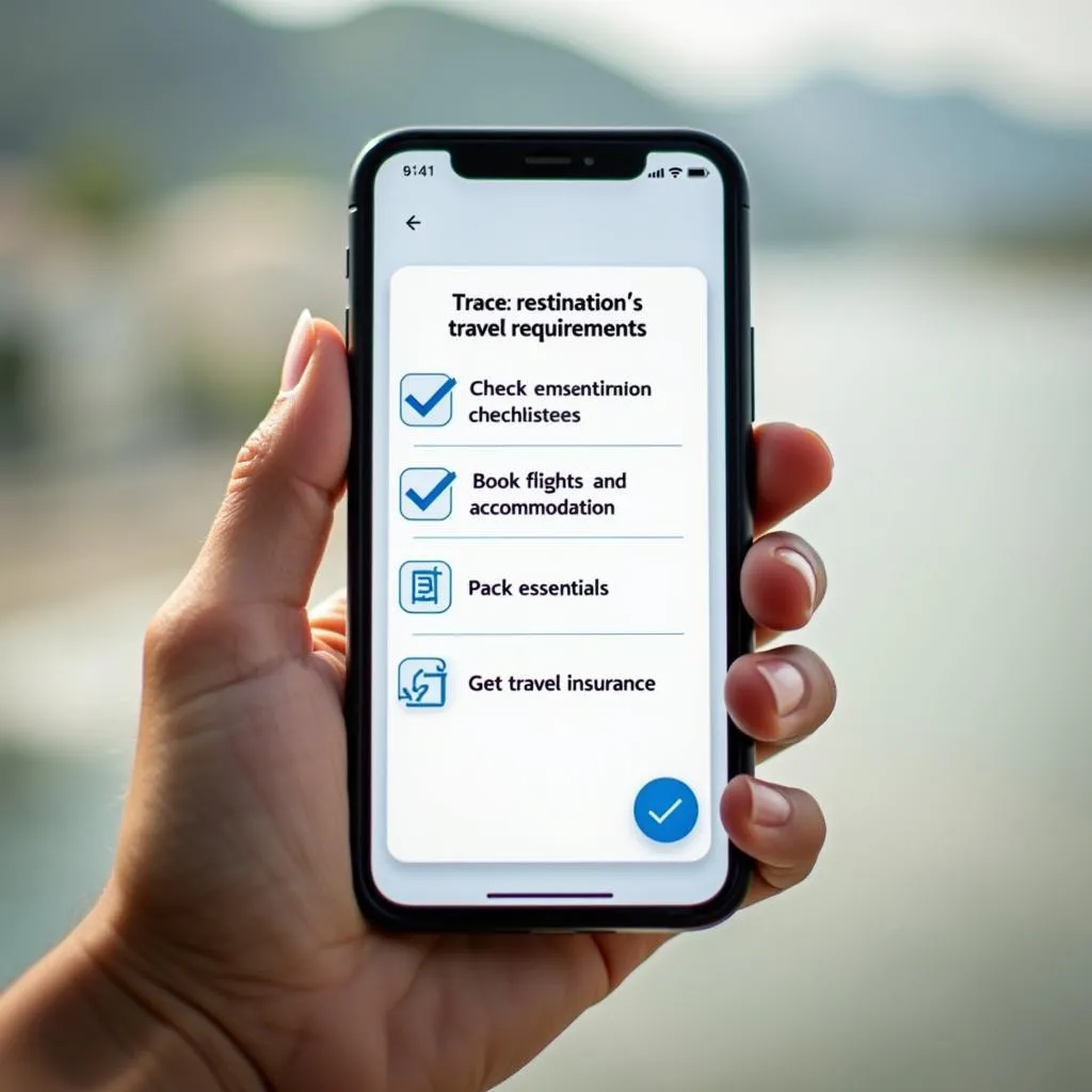 Travel checklist on smartphone