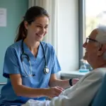 Travel CNA assisting a patient