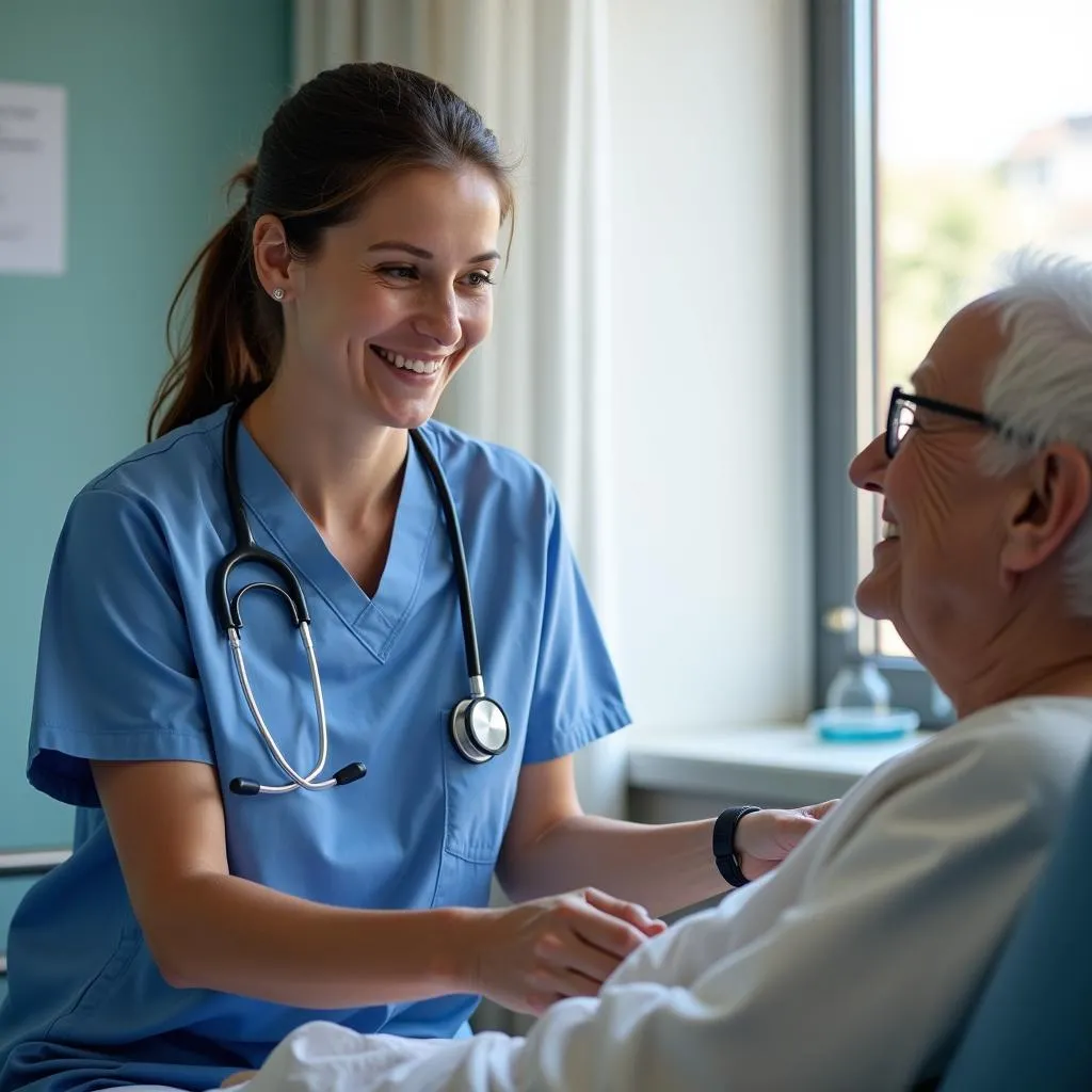 Travel CNA assisting a patient