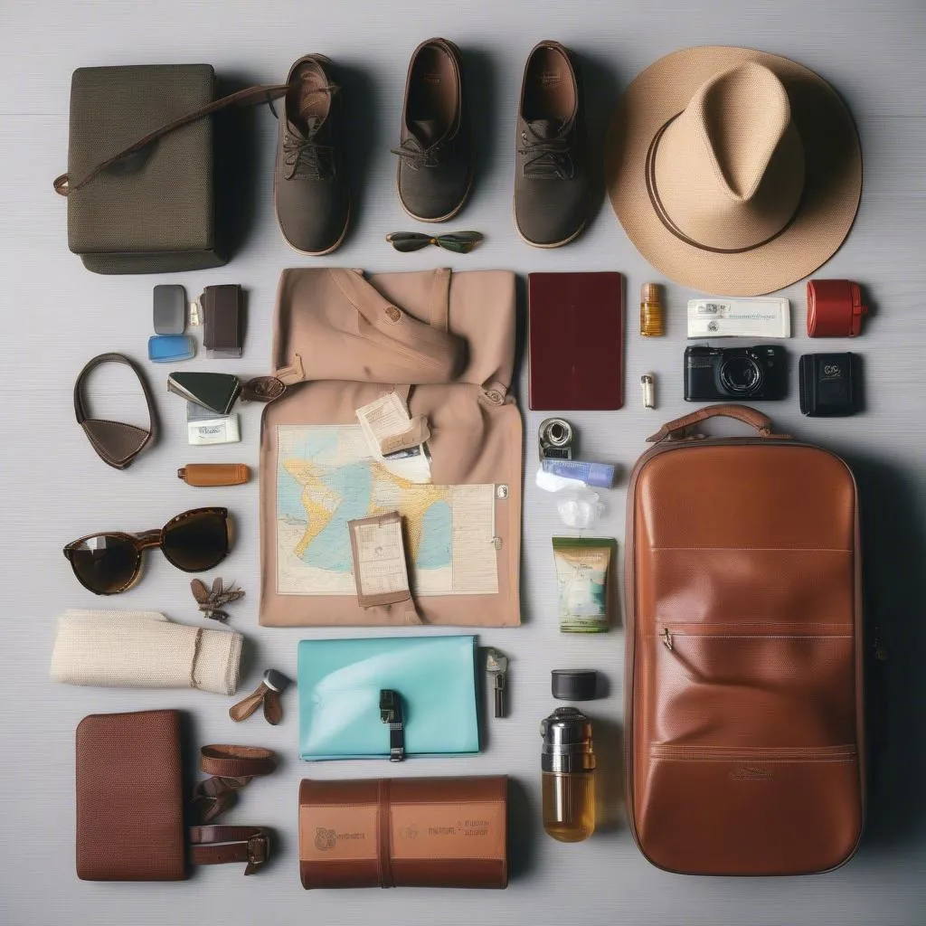 Travel Essentials Neatly Organized in Suitcase