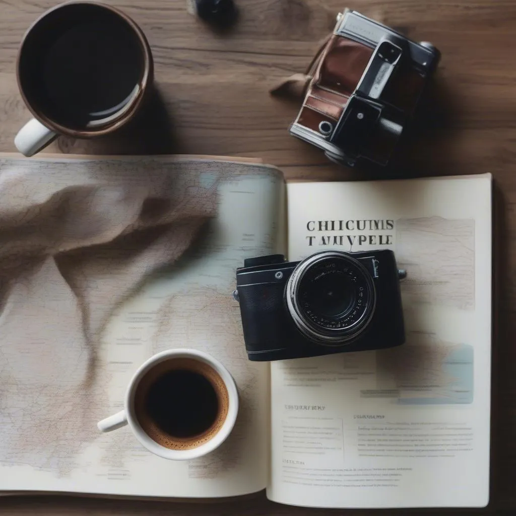 Open travel guide on a table