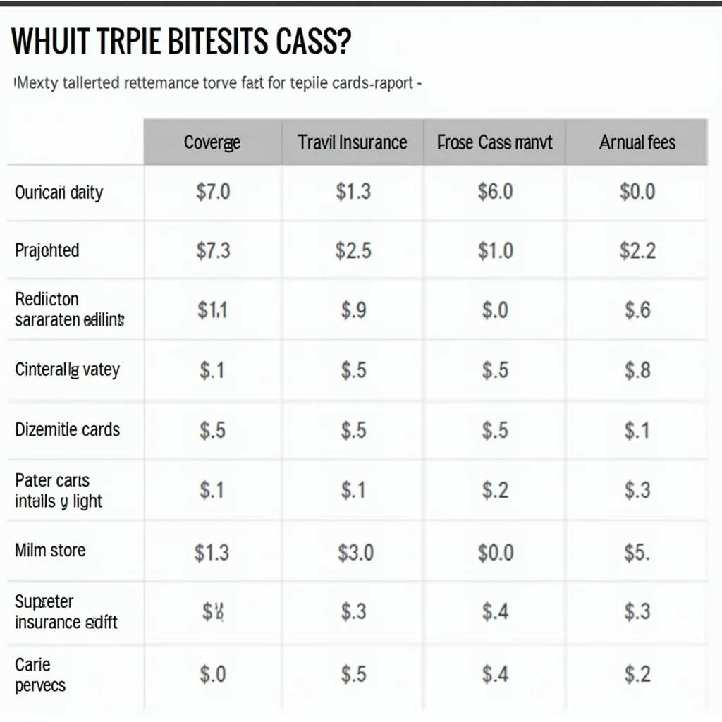 Travel Insurance Credit Card Comparison Chart