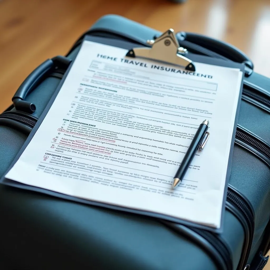 Travel Insurance Policy on Suitcase