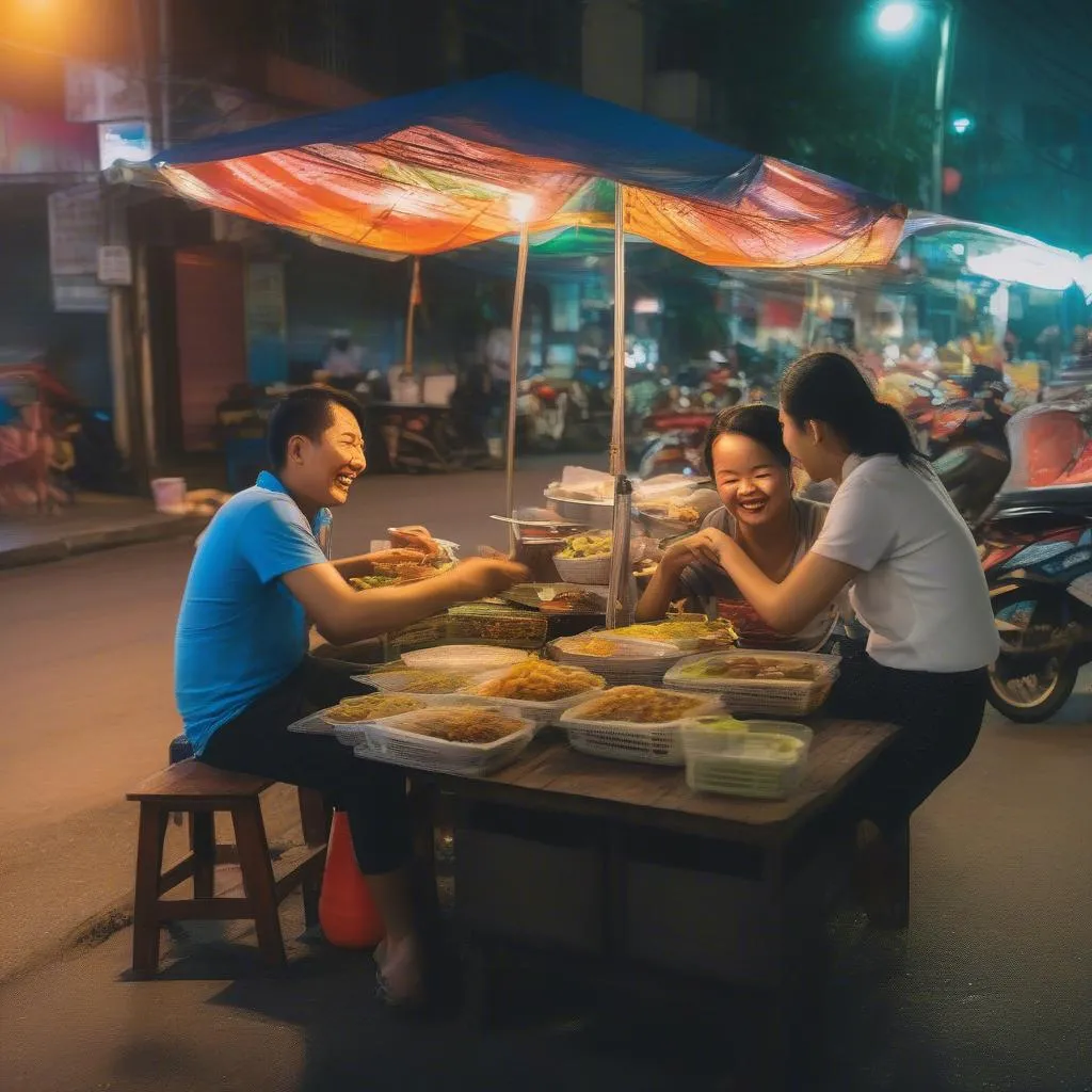 Travel mates bonding over a meal in Ho Chi Minh City