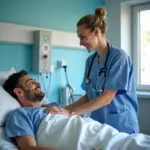 Travel nurse working in a hospital setting