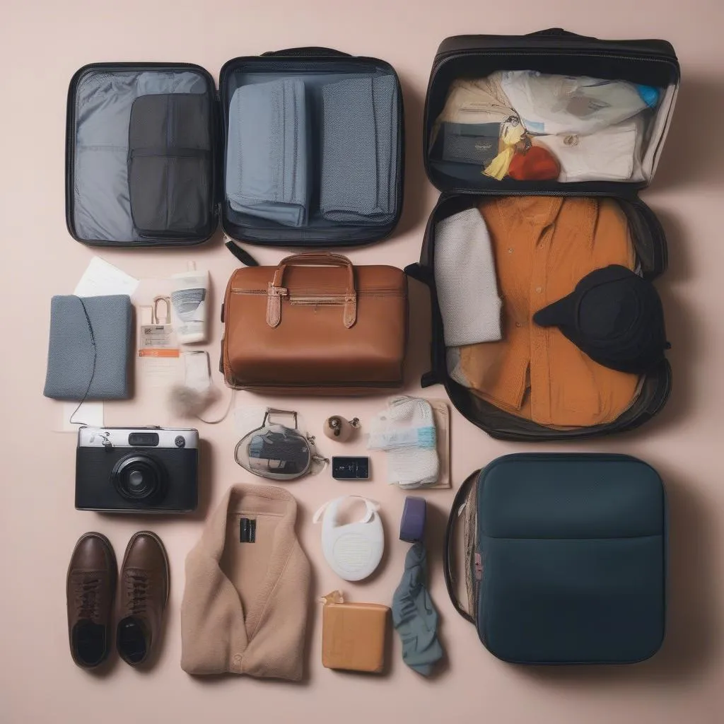 Suitcase with Travel Essentials