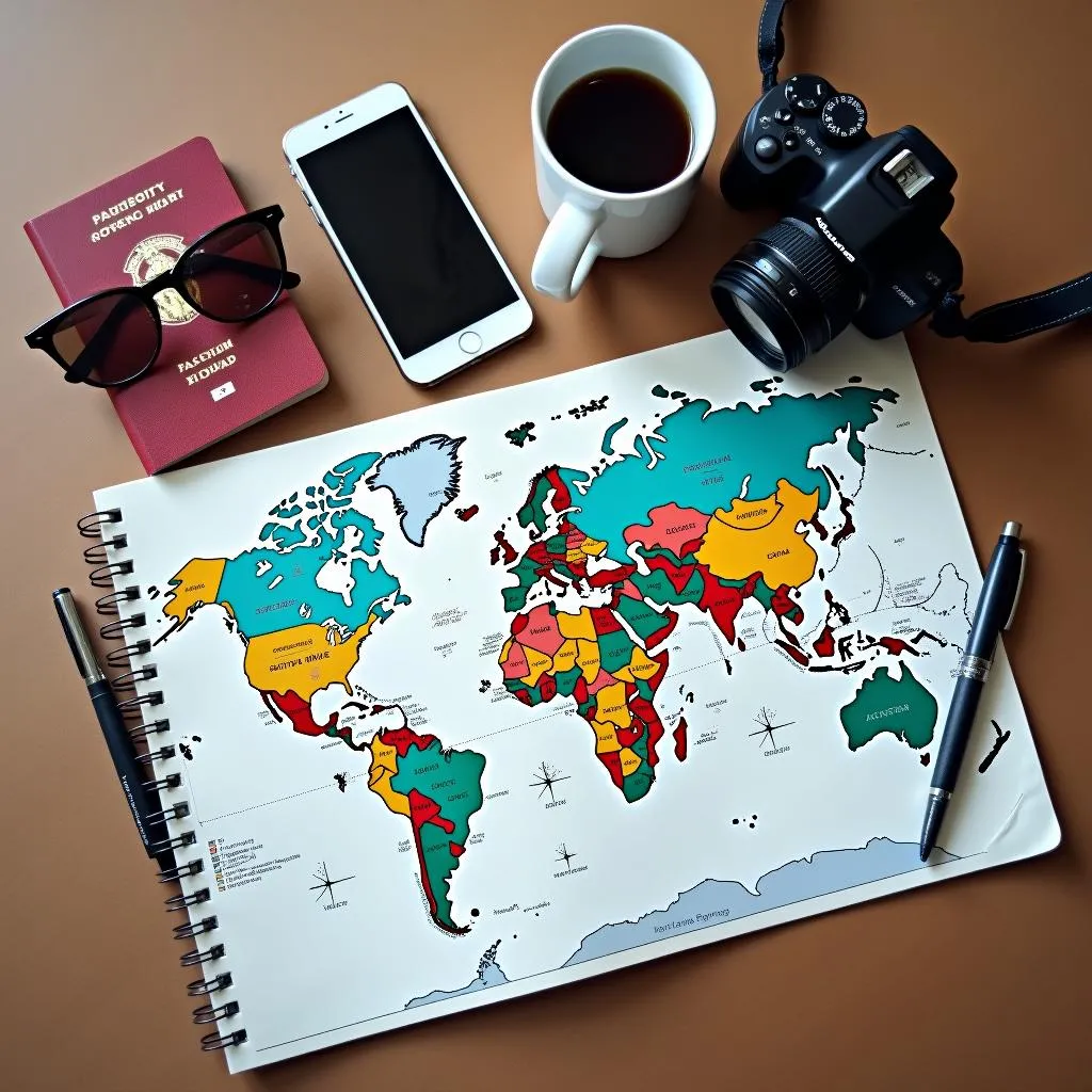 Travel Planning Essentials on a Table