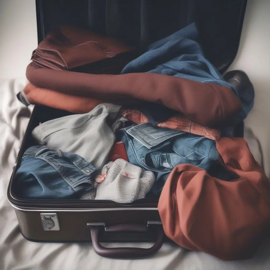 suitcase-with-clothes-and-travel-essentials