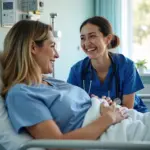 Travel respiratory therapist assisting a patient