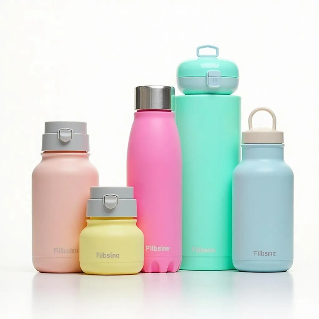 Set of travel-size bottles for toiletries.