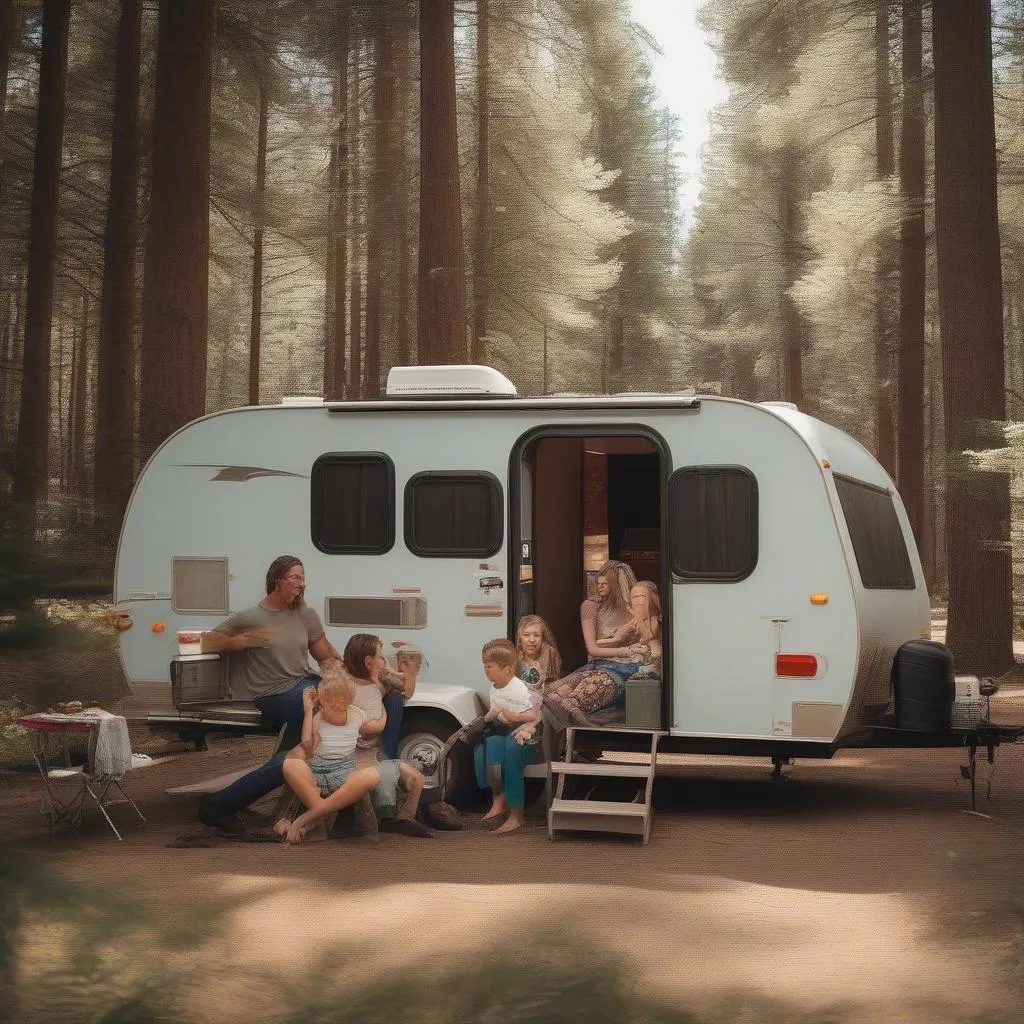 family vacation in a travel trailer