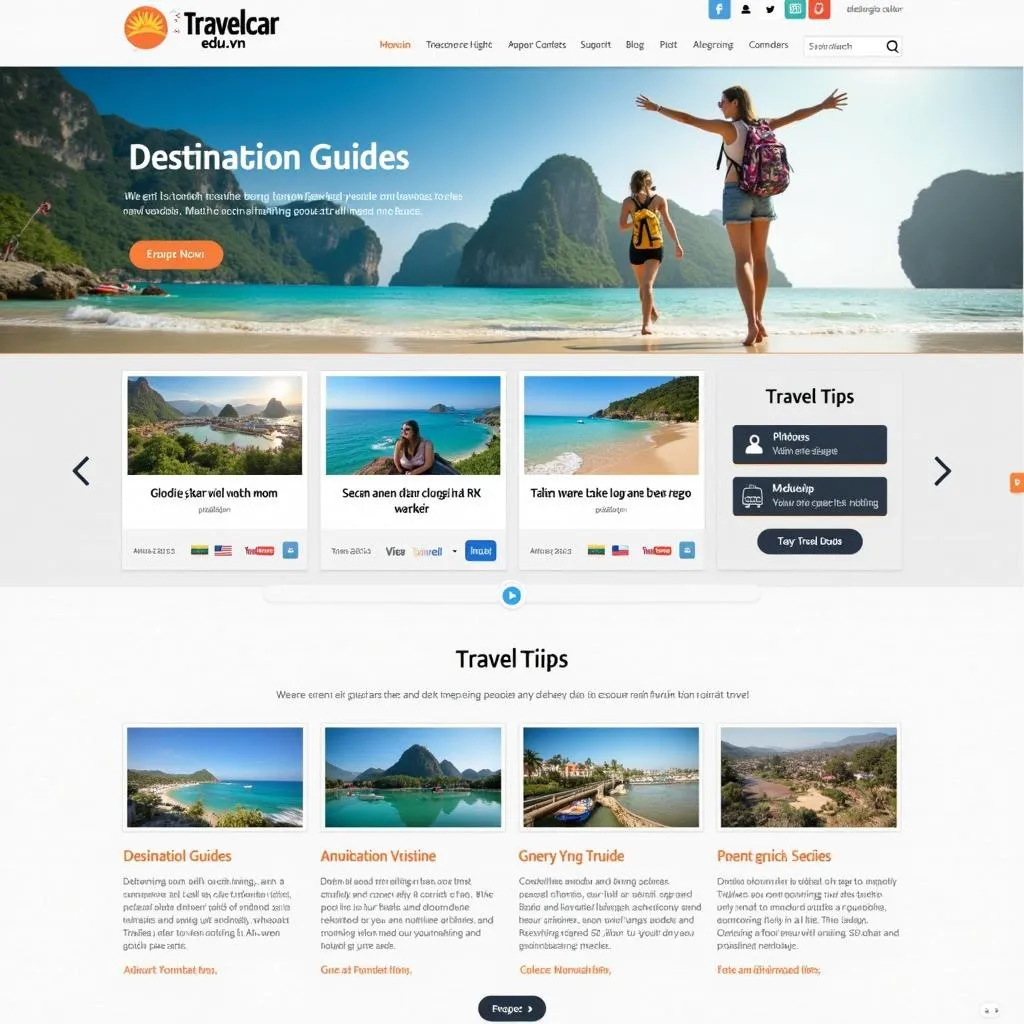 Screenshot of Travelcar.edu.vn homepage with featured destinations