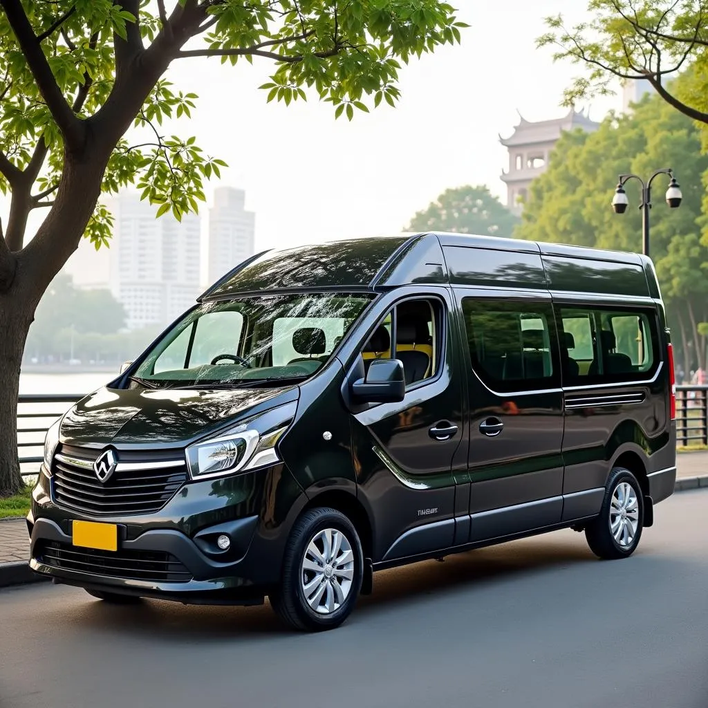 TRAVELCAR 16-seater van parked near Hoan Kiem Lake