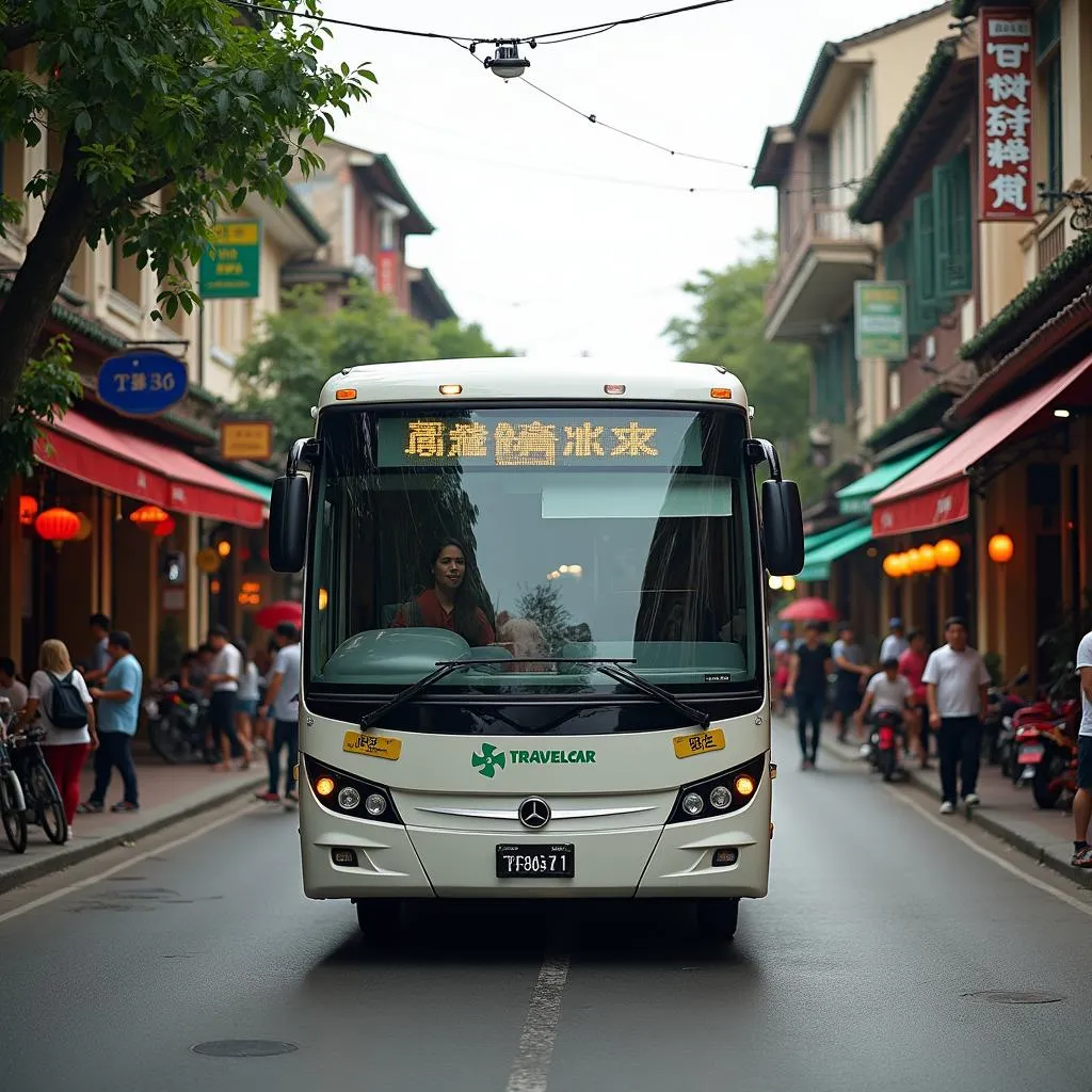 Travelcar bus in Hanoi Old Quarter