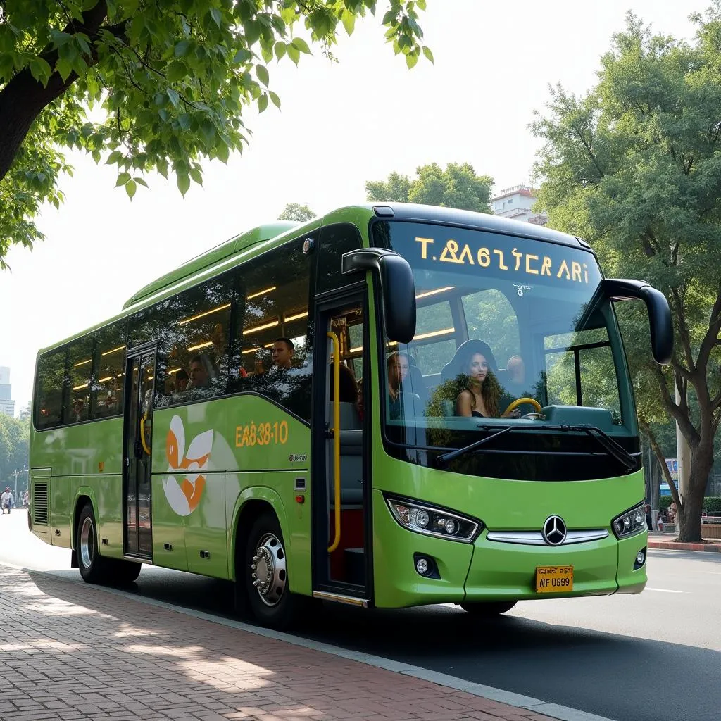 TRAVELCAR bus parked near Hoan Kiem Lake