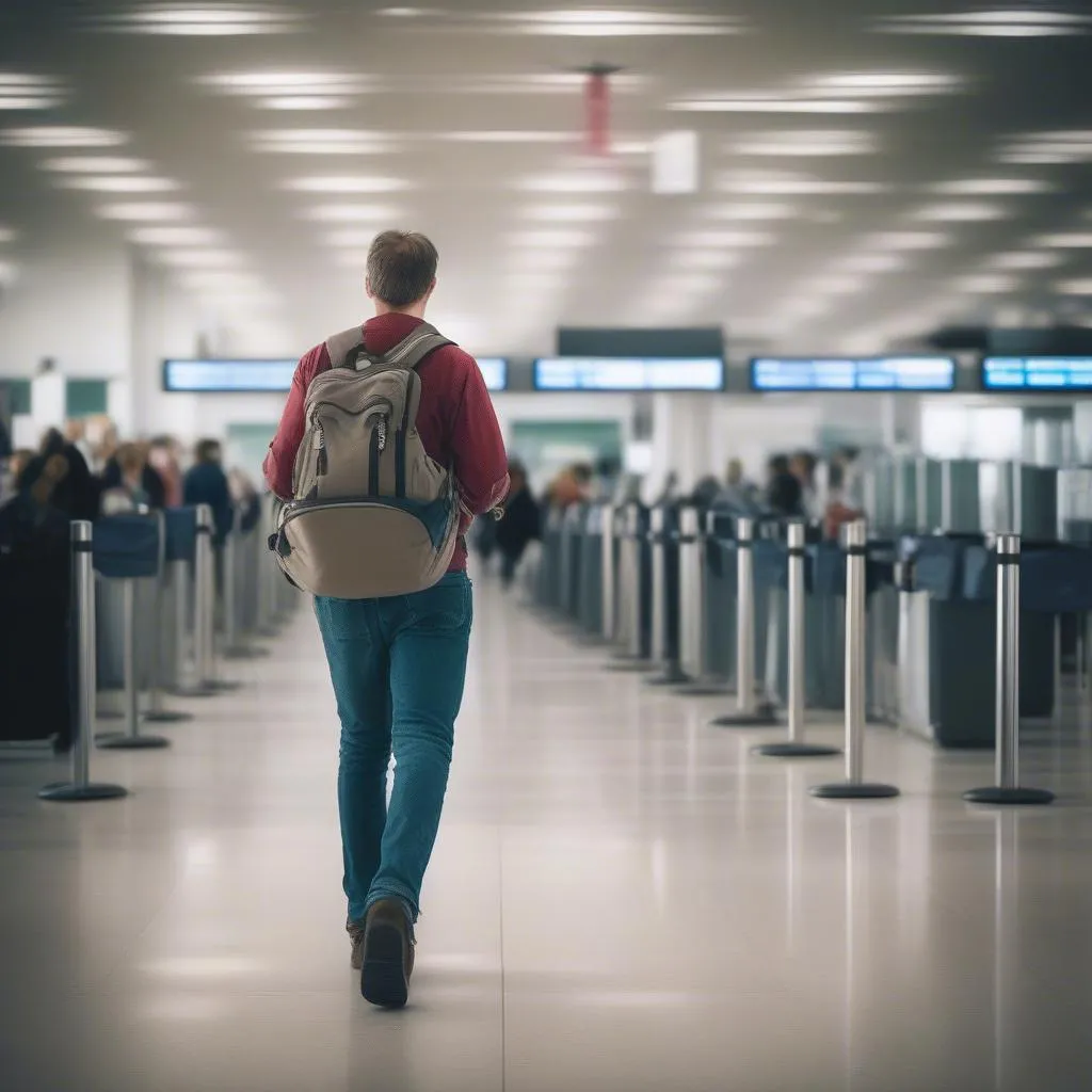 traveler at airport security